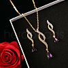 Teardrop Alloy with Rhinestone Pendant Necklace & Stud Dangle Earring FS-WGF5802-01-1