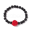Halloween Theme Baking Painted Glass Round Beads Stretch Bracelets for Women BJEW-MZ00186-01-2