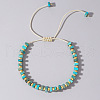Adjustable Retro Boho Vintage Square Dyed Natural Imperial Jasper Braided Bead Bracelets for Women Men RP7679-8-1
