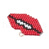 Handmade Glass Seed Beads Lip Pendants PALLOY-CJ00136-4