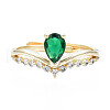 Green Cubic Zirconia Crown Adjustable Ring RJEW-N035-067-NF-1