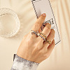 Spritewelry 8Pcs 8 Style Brass Rotating Beaded Cuff Rings RJEW-SW0001-01-6