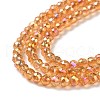 Electroplate Transparent Glass Beads Strands GLAA-H021-01B-FR06-4