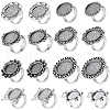 SUNNYCLUE 16Pcs 8 Style Adjustable Alloy Finger Rings Components FIND-SC0008-65-1