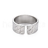 304 Stainless Steel Grooved Wide Band Open Cuff Ring for Women RJEW-N038-046P-2