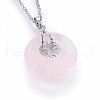Natural Rose Quartz Flat Round Pendants G-I357-A09-2