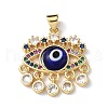 Lampwork Evil Eye Pendants with Colorful Cubic Zirconia ZIRC-L102-13G-04-2