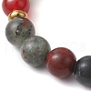 8.5mm Round Natural Rhodonite & Carnelian & African Bloodstone & Brass Beaded Stretch Bracelets for Women BJEW-JB10717-4
