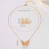 Butterfly Brass Micro Pave Clear Cubic Zirconia Stud Earrings & Pendant Necklaces Sets ZI6473-4