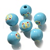 Valentine's Day Element Printed Wood Beads WOOD-R002-01-14-1