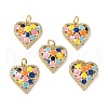 Brass Micro Pave Clear Cubic Zirconia Pendants KK-E068-VB123-3