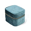 Mini Rectangle Velvet Jewelry Storage Zipper Boxes with Mirror Inside CON-Z009-04A-2