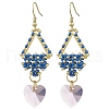 Glass Seed Beaded Dangle Earrings EJEW-MZ00323-02-2