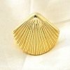 Shell Shape Brass Cuff Rings for Women RJEW-Z085-02G-1