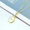 Brass Enamel Faith Fe Oval Pendant Necklaces with Clear Cubic Zirconia for Women FS-WGC0F61-08-1