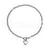 Stainless Steel Cable Chain Heart Pendant Necklaces with OT Clasps IT6269-5