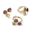 Natural Amethyst/Korean Jade/Agate Germ Cuff Rings RJEW-M076-05G-06-2