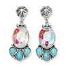 Alloy Synthetic Turquoise Dangle Stud Earrings EJEW-U053-04B-AS-4