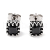 Square 316 Surgical Stainless Steel Pave Cubic Zirconia Stud Earrings for Women Men EJEW-Z050-05B-AS-1