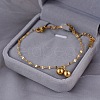 201 Stainless Steel Double Round Ball Charm Anklets for Women FS-WGE7FBE-01-3