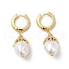 ABS Imitation Pearls Drop Dangle Hoop Earrings with Clear Cubic Zirconia EJEW-F288-02D-1