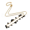 Ion Plating(IP) 304 Stainless Steel Cubic Zirconia Teardrop & Flat Round Bib Ball Chain Necklaces for Women NJEW-F328-11G-04-2