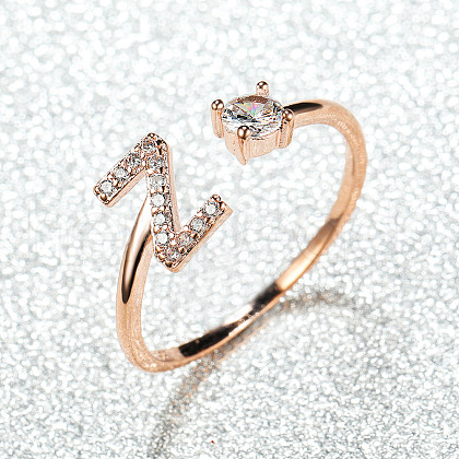 Brass Micro Pave Cubic Zirconia Cuff Rings for Women FS-WGA4C54-26-1