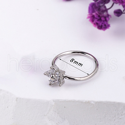 Bohemian Style 304 Stainless Steel Pave Clear Cubic Zirconia Hoop Nose Rings FS-WG96CDA-13-1