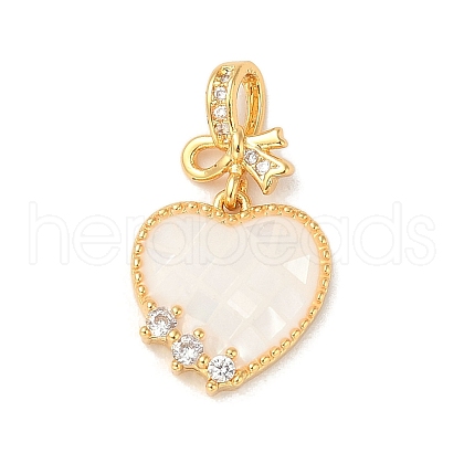 Rack Plating Brass Enamel Micro Pave Clear Cubic Zirconia Pendants KK-K380-05G-01-1