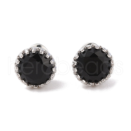 Rack Plating Brass Pave Single Cubic Zirconia Stud Earrings X-EJEW-I304-02P-03-1