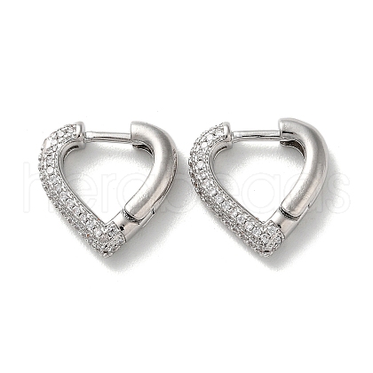 Brass Pave Clear Cubic Zirconia Hoop Earrings EJEW-M258-04P-1