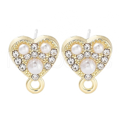 Alloy Glass Drill Pearl Stud Earring Findings FIND-U006-09G-1