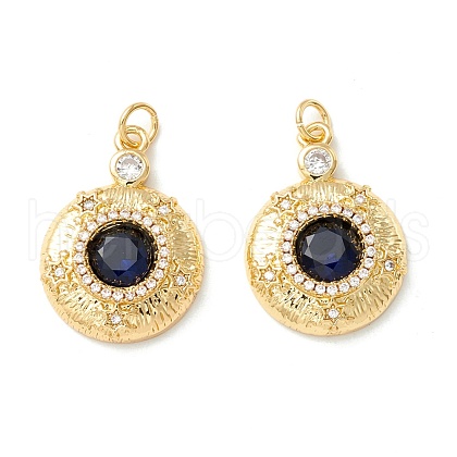 Rack Plating Brass Micro Pave Clear & Midnight Blue Cubic Zirconia Pendants KK-D073-17G-1