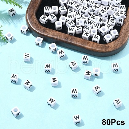 Acrylic Horizontal Hole Letter Beads OACR-YW0002-08W-1