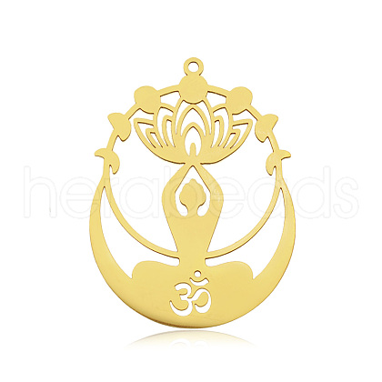 201 Stainless Steel Yoga Theme Pendants STAS-S105-LA723-2-1