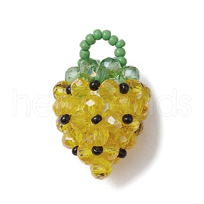 Glass Seed Beaded Pendants PALLOY-GD00003-01-1