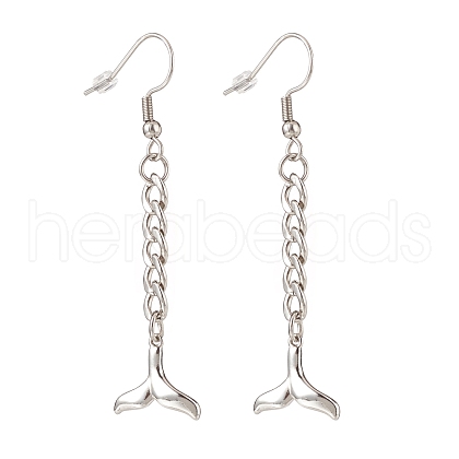 Curb Chains with Brass Charm Long Dangle Earrings EJEW-JE04963-03-1