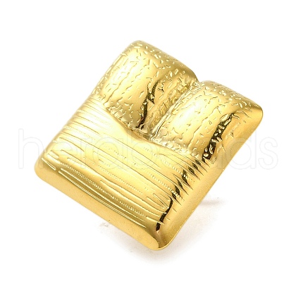 Ion Plating(IP) 304 Stainless Steel Square Open Cuff Ring for Women RJEW-C083-03G-1