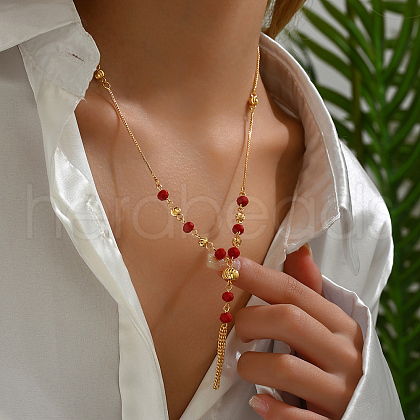 Elegant Real 18K Gold Plated Minimalist Brass Glass Pendant Necklaces for Girlfriend's Birthday Gift TO8914-1