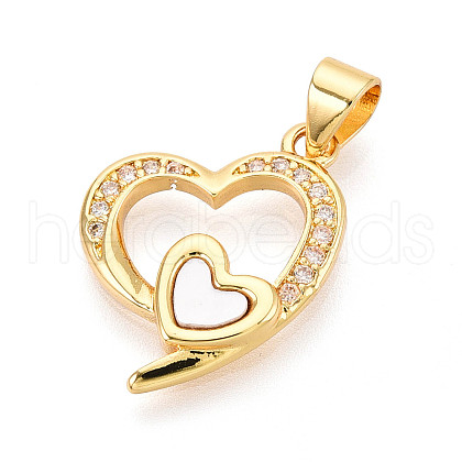 Brass Micro Pave Clear Cubic Zirconia Pendants KK-N268-82G-1