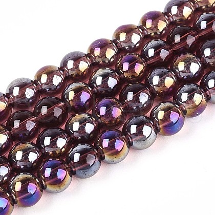 Electroplate Transparent Glass Beads Strands GLAA-T032-T6mm-AB19-1