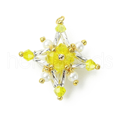 Glass Seed Beaded Tetraptera Pendants PALLOY-MZ00533-04-1