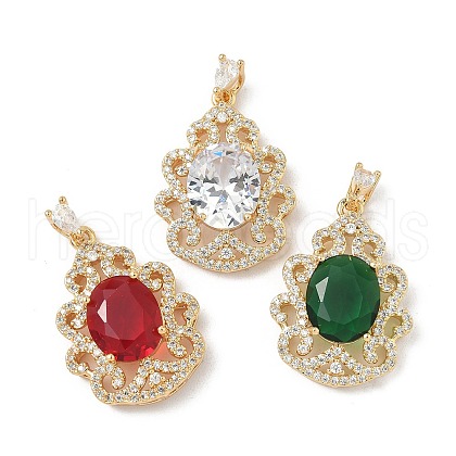 Brass Micro Pave Cubic Zirconia Pendants KK-S531-07G-1