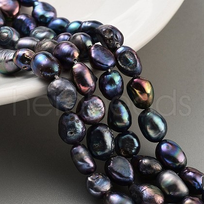 Dyed Natural Cultured Freshwater Pearl Beads Strands PEAR-P062-28F-1