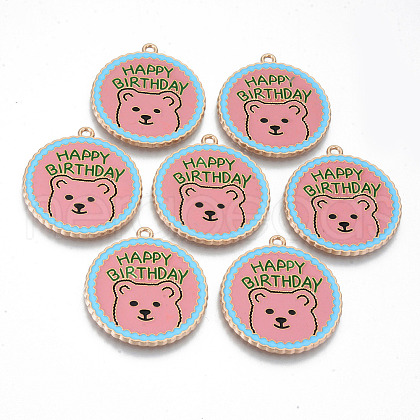 Alloy Enamel Pendants X-ENAM-T011-44KC-RS-1