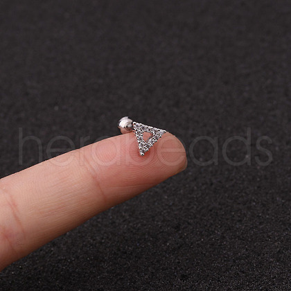 316L Surgical Stainless Steel Micro Pave Clear Cubic Zirconia Triangle Cartilage Earrings WG9CD6D-37-1