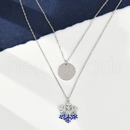 304 Stainless Steel Double Layered Necklaces NJEW-P320-14G-01-1