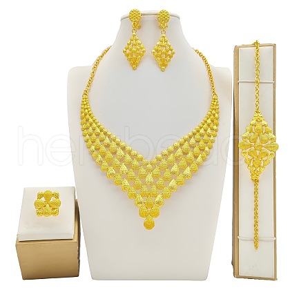 Alloy Bracelets & Earrings & Necklaces & Rings Sets FS-WG03333-01-1