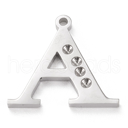 Tarnish Resistant 304 Stainless Steel Letter Pendant Rhinestone Settings STAS-J028-01A-1