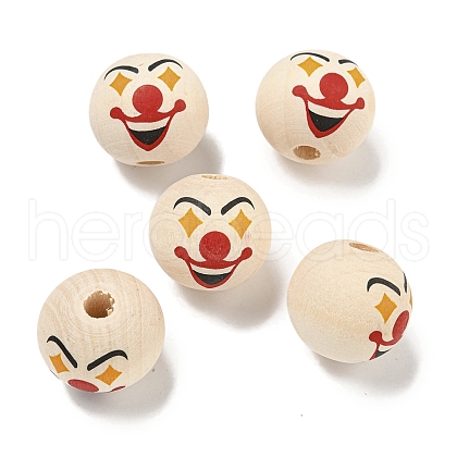 Printed Wood European Beads WOOD-G022-06C-1